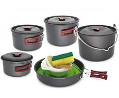 Outdoor Camping Kochgeschirr Set Langlebig Senior Hartaluminium Outdoor Outdoor Kochgeschirr Kochen Picknick Schüssel Topf Pfanne Set Tragbar Für Wandern Camping Picknick Grill Grill Sets(Upgrade)