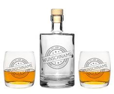 4 Edle Whiskeygläser mit Whiskeykaraffe und Gravur Name Whisky-Set graviert