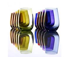 Stölzle Lausitz Elements Becher in blaugrau, 465 ml, 6er Set Gläser, spülmaschinenfest, Bunte Trinkbecher, hochwertige Qualität