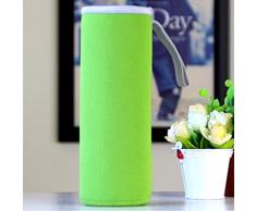 LYCOS3 Flaschenhülle, Glas-Wasserflasche, rutschfeste Neopren-Hülle, 360 ml/550 ml, tragbar, wärmeisolierend, Wasserflasche, 14,5 x 6 cm, 18,5 x 6,8 cm, grün, 550 ml