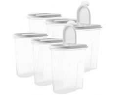 2friends 6 Vorratsdosen Set Schüttdosen 6 Stück mit Klappdeckeln, 2 Liter, Recyclebar, Made in EU. Weiß