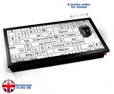 Keyboard Keys White Cushioned Bean Bag Laptop Lap Tray Desk - Built-in EMF Shield (Electro Magnetic Field) Kissen Tablett Knietablett Kissentablett - Schwarzer Rahmen