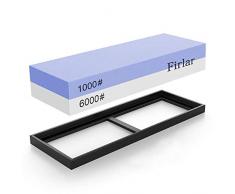 Firlar Wetzstein Abziehstein 1000/6000 mit 2-IN-1 Wetzstein Schärfen Stein Schleifklötze Kombination Schleifstein für Messer, Rutschfestem Silikonhalter