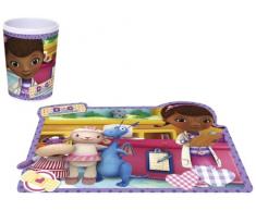 Joy Toy 748998+748921 - Disney Doc McStuffins Set - Melaminbecher, 200 ml, 7 x 9 cm und Platzmatte lentikular, 41 x 32 cm
