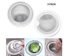 Fayomir Abflusssieb Edelstahl, 2 Stück Klein Abflusssiebe, Ideal für für Küchen Waschbecken, Sieb Dusche, Badewanne, Erhältlich in DREI Größen (Groß)