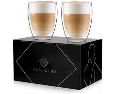 GLASWERK 2 doppelwandige Gläser (330ml) - spülmaschinenfeste Thermogläser - wunderschönes Latte Macchiato Glas