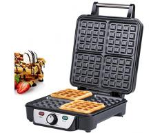 TZS First Austria - Waffeleisen für 4 belgische Waffeln,XXL Waffelautomat,brüssler Doppel,Thermostat, stufenlose Temperatureinstellung, Backampel, Cool-Touch Griff