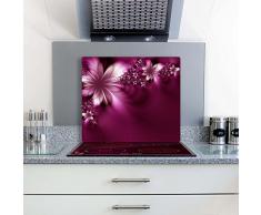 decorwelt | Herdabdeckplatte 60x52 cm Ceranfeldabdeckung 1-Teilig Universal Elektroherd Induktion für Kochplatten Herdschutz Deko Schneidebrett Sicherheitsglas Spritzschutz Glas Blume