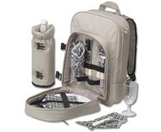 Picknickrucksack für Zwei, mit Geschirr für 2 Personen, Isolierfach und Flaschenhülle