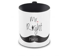 Tasse mit Namen Marcus und schönem Mr. Right - Motiv zum Valentinstag - Liebestasse Keramiktasse