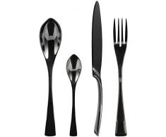 LEKOCH 24 teilig 18/10 Edelstahl Besteck Set für 6 (Schwarz)