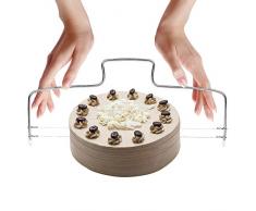 LDFV Tortenbodenschneider mit höhenverstellbarer gezahntem Schneidedraht,Rostfreier Edelstahl Professioneller Kuchenschneider