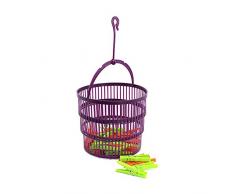 com-four® 26-teiliges Set mit Wäscheklammern und Wäscheklammerkorb - Klammern in grün und orange - Korb mit praktischem Aufhänger (Set02-26-teilig)