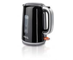 AEG EWA 3300 Wasserkocher (2200 Watt, 1,7 l, entnehmbarer Kalkfilter, Wasserstandsanzeige mit Liter-/Tassenangabe, Sicherheitsabschaltung, Ein/Aus-Schalter, Einhand-Deckelöffnung) schwarz