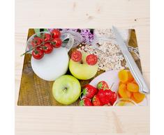 Wandkings Glasschneidebrett „Gesundes Frühstück“ - Glasschneideplatte, Schneidebrett aus Glas, Frühstücksbrettchen