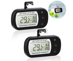 Makerfire Kühlschrank Thermometer mit Max/Min Funktion Digitale Wasserdichte Gefrierschrank Thermometer mit Haken Gut Lesbarem LCD-Anzeige-2Pack