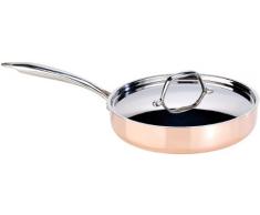 Tornwald-Schmiede Kupfer Bratpfanne: Kupfer-Stieltopf mit Deckel, 24 cm (Kupfer Pfannen)