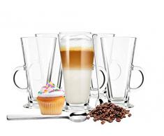 Sendez 6 Latte Macchiato Gläser und 6 Edelstahl-Löffeln (gratis) Kaffeegläser Teeglas