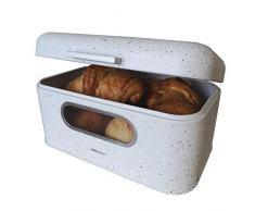 AVEELO Brotkasten Retro Weiß matt abstrakt Aufbewahrungsbox aus Metall 30x19,5x15,8 cm Brotkästen Aufbewahrungsbox für Brot Vintage Brotkasten Bread Box Retro Brotbox (Weiß matt)