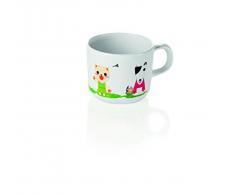 Kindertasse aus Melamin mit Bären-, Hunde-, Katzen- und Froschmuster - Inhalt: 0,22 Liter, Höhe: 6,5 cm, Ø 7,5 cm / Premium-Qualität