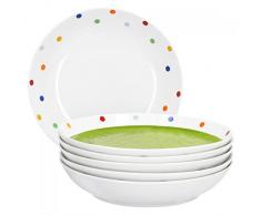 Van Well Steingut 6er Geschirr-Set Serie Capri | weiß mit Dekor | Artikel wählbar, Service Serie Capri:Suppenteller 20.5cm