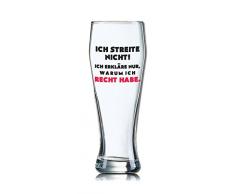 Lustiges Bierglas Weizenbierglas Bayern 0,5L - Dekor: Ich streite nicht! Ich erkläre nur, warum ich Recht habe.