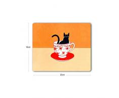 HmDco rutschfeste Computerverdickte Gaming-Mausunterlage,Porzellantasse Schwarze Katze,180x220x3mm