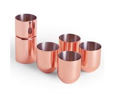 Beautify Schnapsgläser, Rotgold, bruchsicherer Edelstahl, mit doppelseitigem Messbecher, 4 Stück