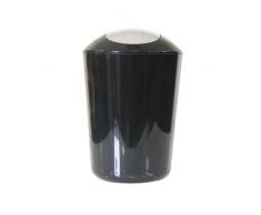 axentia Schwingdeckeleimer, ca. 5 L Kosmetikeimer aus schwarzem Kunststoff, geruchsaufhaltender Mülleimer mit verchromtem Schwingdeckel