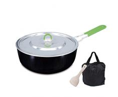 CRSD Klappbare Antihaft-Pfanne im Freien, Multifunktions-Aluminium-Kochtopf mit klappbarem Silikongriff, für Camping-Wanderwanderungen im Freien