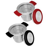 SourceTon Tee-Ei aus 18/8 Edelstahl mit großem Fassungsvermögen & perfekter Größe, doppelter Griff, Teesieb für lose Teekannen, Tassen, Tassen mit Deckel, 2 Stück