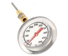 Lantelme 500 °C Grad Edelstahl Thermometer 15 cm Sonde mit Messing Konus zur Befestigung an Grill Grillwagen Ofen BBQ 7819