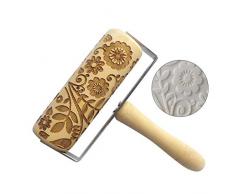 Weihnachten Präge Nudelholz,Nudelholz Für Den Pflanzendruck,Hölzerner Teigstock-Betriebsdruck Des Rollen 3D,Backrolle Aus Buchenholz Zum Teigrollen,Antihaft Leichtes Ausrollen,fü Weihnachtliche Küchen