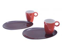 Frühstücksteller mit Kaffeepott in Vereinsfarben orange/braun Set