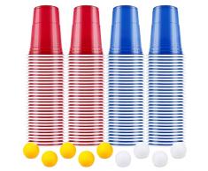【100+10】BeerPong Partybecher Beer Pong Becher Plastikbecher Einwegbecher 480ml ( 16 OZ )Bier Pong Cups Party Becher | Wiederholbare Trinkbecher Camping Cocktail Bier Weihnachten Geburtstag Hochzeit