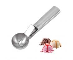 BTkviseQat Eisportionierer – Eislöffel Eisportionierer Edelstahl Ice Cream Scoop für Fruchtjoghurt und Keksteig,Silber