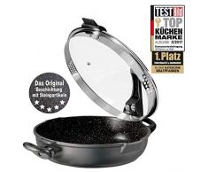 STONELINE FUTURE Servierpfanne 32 cm, mit Siebglasdeckel, induktionsgeeignet Pfanne, Aluminium, anthrazit, 2-Einheiten