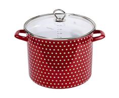 Original Steinbach Kochtopf Coletto 26cm | mit Deckel | rot mit weißen Punkten | Suppentopf Induktion | Emaillierter Carbonstahl | Innenskalierung | Gemüsetopf