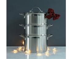 ProCook Professional Stainless Steel - Fleischtopf und Dämpfeinsatz - Induktion - Dampfgarer - CoolTouch Griffe - mit Deckel - Dünsteinsatz - zwei Einsätze