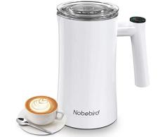 Milchaufschäumer 400W 350ML, Elektrischer Milchdampfer Edelstahl mit Heißer oder Kalter Funktion, Schaumbildner und Wärmer für Milch, Kaffee, Cappuccino, Heiße Schokolade - Weiß