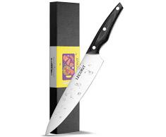 LECOKIT Profi 20cm Küchenmesser | Chefmesser Kochmesser Allzweckmesser | aus hochwertigem Rostfreier Stahl | Extra Scharfe Messerklinge |Ergonomischer Komfort Holz-Griff