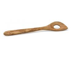 Continenta Kochlöffel, Rührlöffel, Holzlöffel, mit Ecke und Loch, aus Olivenholz, 30 cm