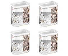Mepal 106912030600 Modula Vorratsdose, Kunststoff, 1500 ml, transparent/weiß (4er Pack)