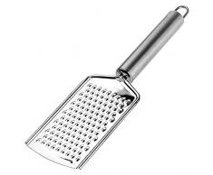 KADAX Reibe, Reibeisen aus Edelstahl, Küchenreibe mit bequemen Griff, Handreibe für Gemüse, Obst, Karotten, Knoblauch, Zwiebel, Käse, Ingwer, Parmesan, handlich, Silber (zum groben raspeln)