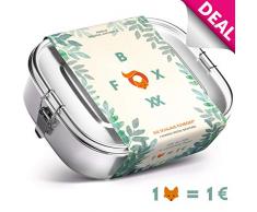 FOXBOXX® Brotdose Edelstahl Premium | Auslaufsicher mit 2 Fächer - plastikfrei nachhaltig | Lunch-Box Brot-Box Vesper-dose Brotbüchse Brotzeit-Box Bento | Kind Schule Kindergarten | Mini 800ml