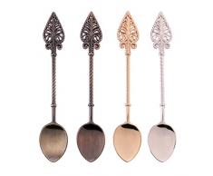 Amazingdeal365 4PCS spülmaschinengeeignet Küche Essen und Bar Nostalgische Vintage Royal Bronze geschnitzt umweltfreundlichen kleinen Kaffee Löffel für Obst Snacks Dessert Zucker