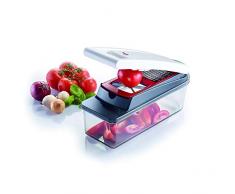 Westmark Multischneider/Gemüseschneider/-würfler mit Deckel, Auffangbehälter und 4 Schneideinsätzen, 11-tlg., Rostfreie Edelstahlklingen/Kunststoff, Dicer Star, Weiß/Transparent/Rot, 97102260