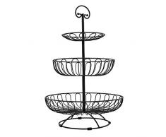 Auroni Etagere -schwarz- 3 stöckige - Obstschale, Korb - Metall - zur Aufbewahrung und Präsentation von Obst, Gemüse und Süssigkeiten - für mehr Platz auf der Arbeitsplatte