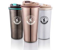 Coffee Cloud Edelstahl Kaffeebecher 500ml | Doppelwandig vakuumisolierter Travel Mug | Thermobecher aus Edelstahl | Isolierbecher BPA Frei, Leicht & Auslaufsicher (Bronze)