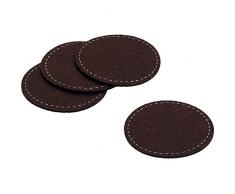 kela Glas-Untersetzer Alia rund 4-teilig aus Filz in braun, Wolle, 10 x 10 x 1 cm